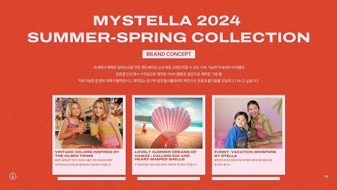 세 가지 테마로 나눈 컬렉션 사진 카드 세 장을 나란히 놓은 컬렉션 페이지